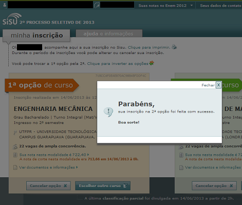 Inscrição Sisu 2013 - 14