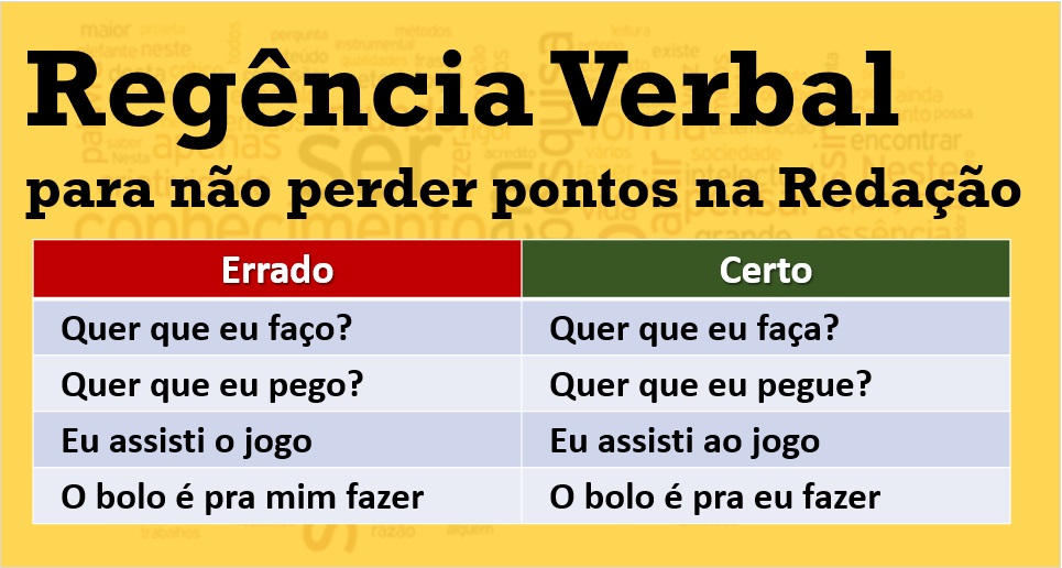 a Regência Verbal derruba muita gente na redação do Enem