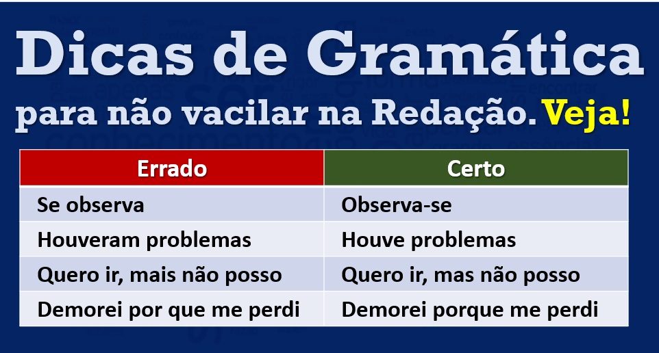 Dicas Gramaticais. Veja alguns - Casa Do Brasil Argentina