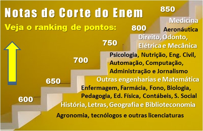 Rede Enem - Veja as Notas de Corte de Medicina, Direito, Engenharias,  Psicologia, Educação Física e todos os cursos da USP, UFRJ, UFMG, UFBA,  UFRGS, UFC, UnB, UFPA, UFG, UFAM, UFPR, UFPI