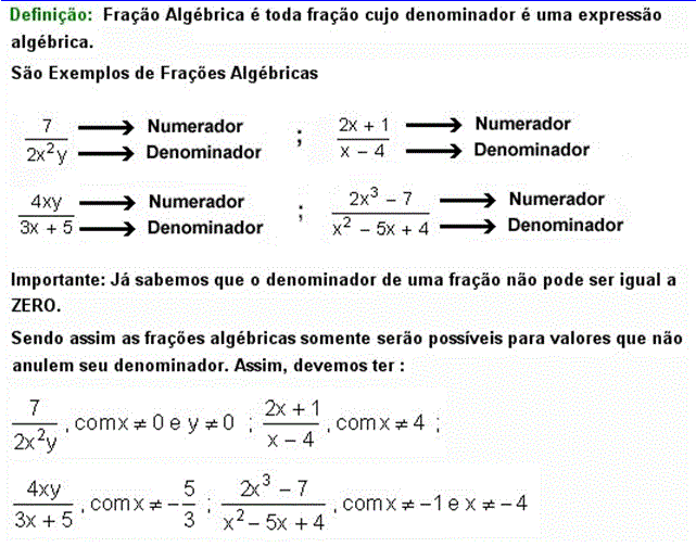 SIMPLIFICANDO FRAÇÕES ALGÉBRICAS 