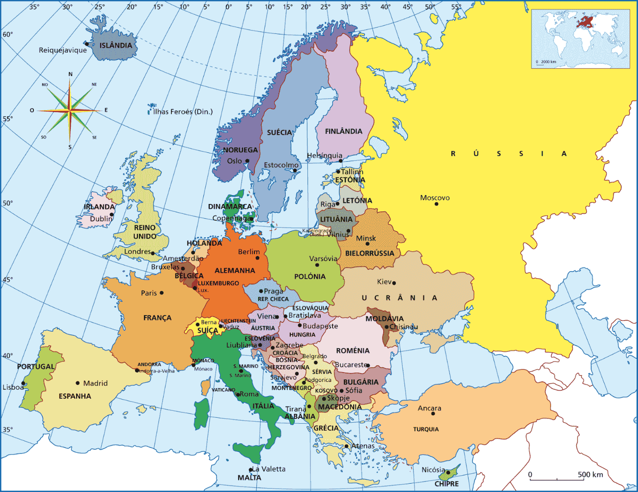 Mapa mudo b/n europa -politico