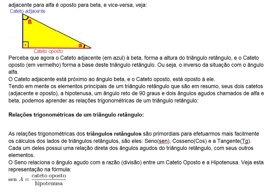 trigonometria no triângulo retângulo