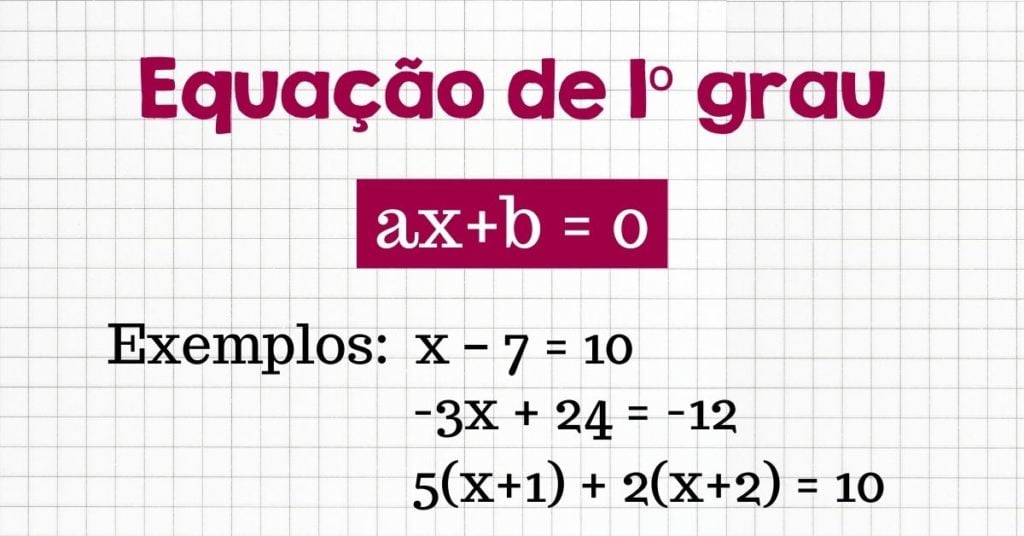 lista de exercicios de matematica equação do 1 grau