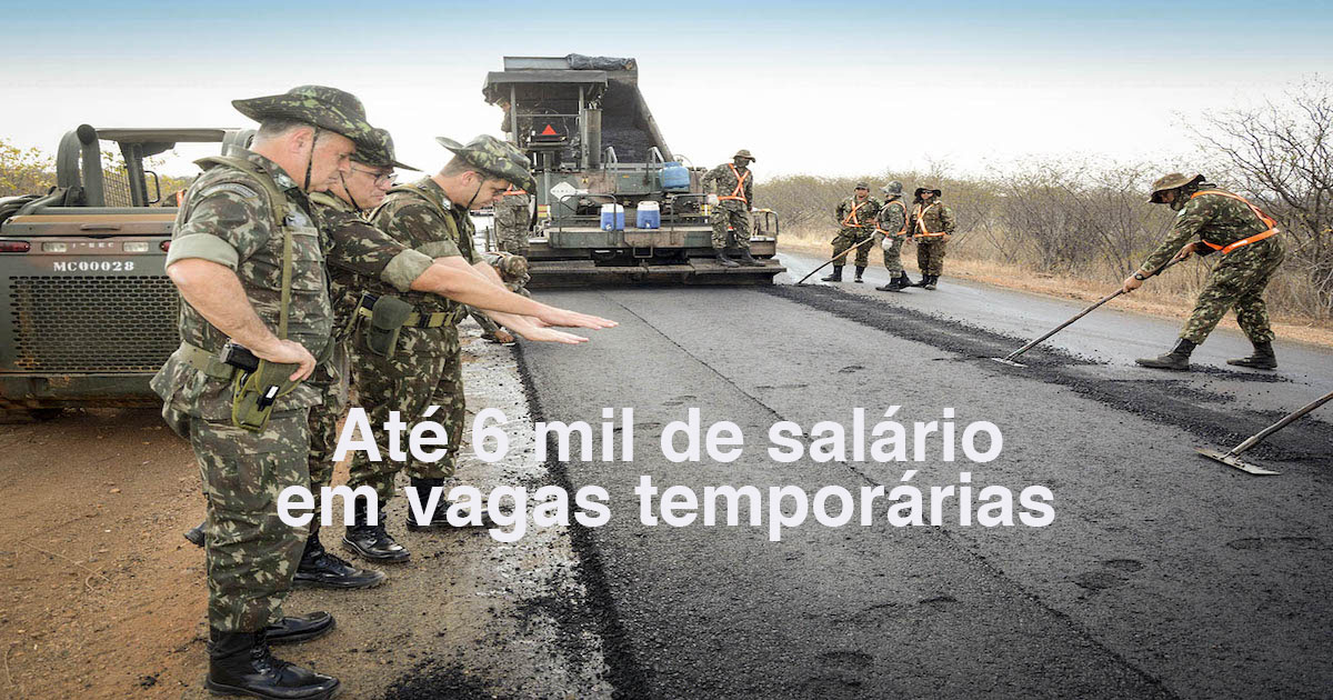 Seletivo Exército: até 6 mil de salário no Grupamento de Engenharia