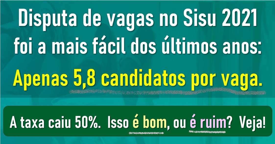 Disputa no Sisu de agosto caiu para 5,8 candidatos por vaga