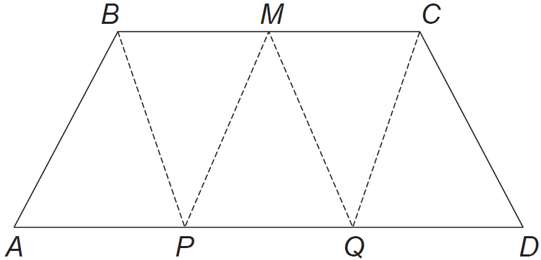 Trapézio dividido entre triângulos