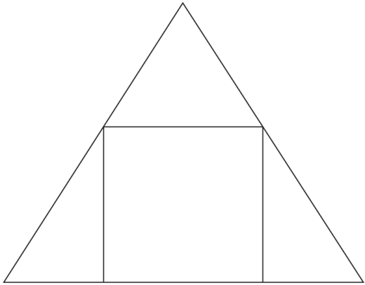 Triângulo com um quadrado inscrito