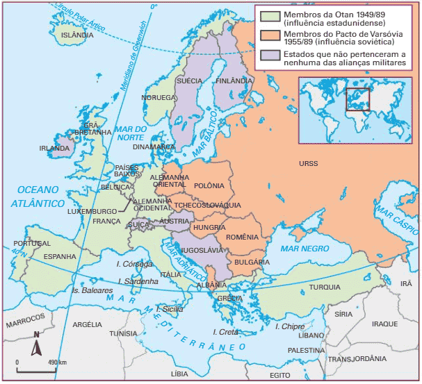 Países da Otan e do Pacto de Varsóvia