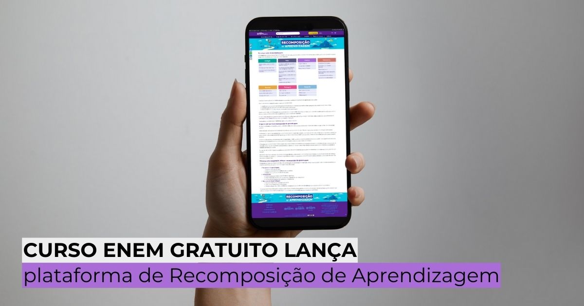 Curso Enem Gratuito lança plataforma de Recomposição de Aprendizagem