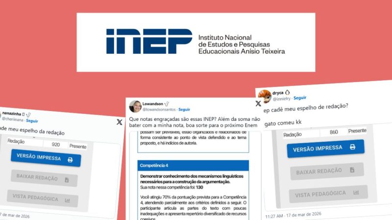 INEP remove espelhos da redação após divulgação com erros na soma das notas